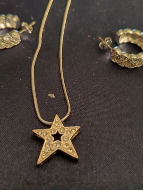 Silver Star Pendant Necklace with Pavé Crystals - Women's Jewelry